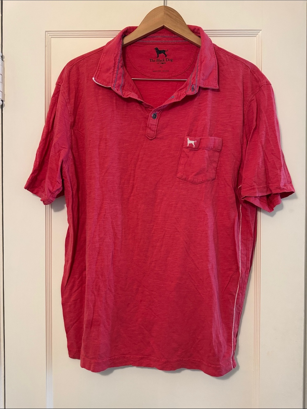 Men’s XL The Black Dog Raspberry Red Short-Sleeve Polo with Chest Pocket